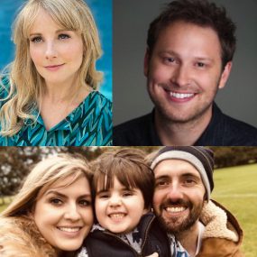 Oscar's Kids Founders Composite: (left to right) Melissa Rauch, Winston Rauch, Family Photo of the Keogh Family