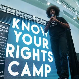 Colin Kaepernick speaking, Know Your Rights Camp