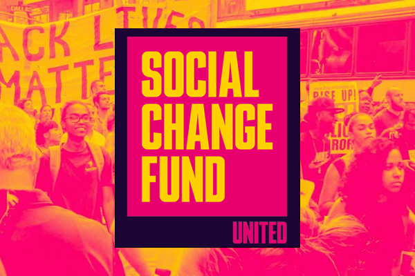 SCFU Social Change Fund United pink and yellow logo